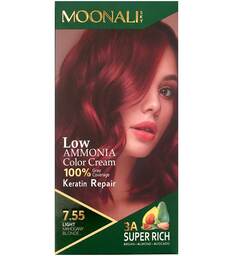 کیت رنگ مو سری رنگ های بلوند ماه گونی حجم 100 میل مونالی اسکای 7.55 Light Mahogany Blonde بیوتی مال