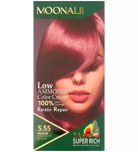 کیت رنگ مو سری رنگ های بلوند ماه گونی حجم 100 میل مونالی اسکای 5.55 Medium Mahogany Blonde بیوتی مال