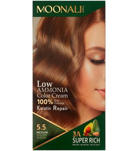 کیت رنگ مو سری رنگ های بلوند طلایی حجم 100 میل مونالی اسکای 5.5 Medium Golden Blonde بیوتی مال