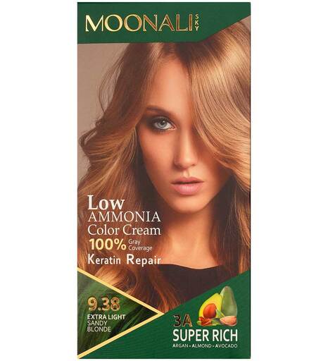 کیت رنگ مو سری رنگ های بلوند شنی حجم 100 میل مونالی اسکای 9.38 Extra Light Sandy Blonde بیوتی مال