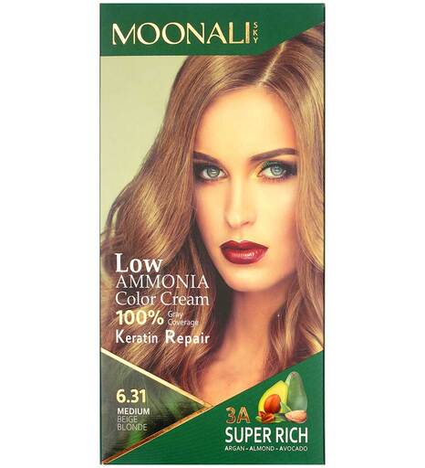 کیت رنگ مو سری رنگ های بلوند بژ حجم 100 میل مونالی اسکای 6.31 Medium Beige Blonde بیوتی مال