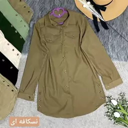 مانتو کتان بغل دکمه  