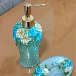 ست جاصابونی و جای مایع دستشویی طرح گل سنگ (پسکرایه)