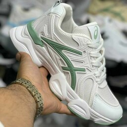 کتونی آسیکس زنانه دخترانه کفش اسپرت اسپورت اسیکس ASICS شیک لژدارلژ دار مشکی سفید کرم کرمی بندی رانینگ سبک راحتی چهل وپنج