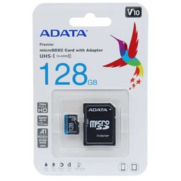 رم میکرو کارت حافظه microSDXC ای دیتا مدل Premier V10 A1 کلاس 10 استاندارد UHS-I سرعت 100MBps ظرفیت 128 گیگابایت