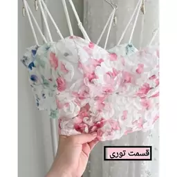 تاپ کراپ نیمتنه گیپور آستردار بند سوتینی فری سایز 36 تا 42 تن شیک