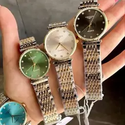 ساعت مچی زنانه و مردانه لونجین LONGINES بند استیل دو رنگ صفحه گرد سبز کد 2642