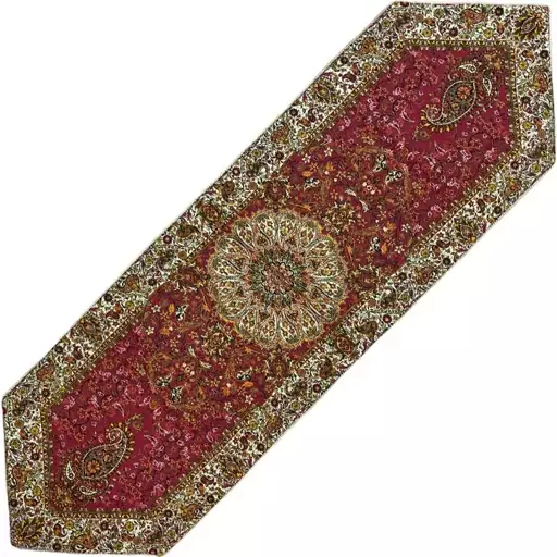 رومیزی رانر ترمه ابعادطرح افشار(50x150)گلبهی