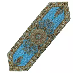 رومیزی رانر ترمه ابعادطرح افشار(50x150)آبی ف