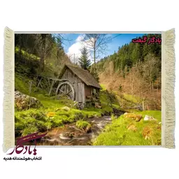 تابلو فرش ماشینی طرح منظره آسیاب قدیمی کد m52 - 40*30