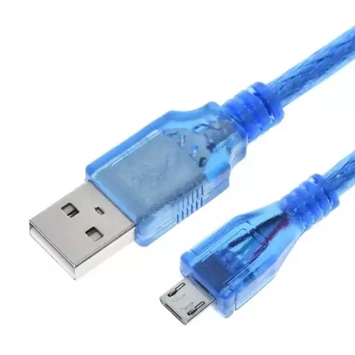 کابل میکرو USB آبی شیلددار طول 30 سانتی متر