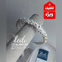 تل جواهر دوزی Nila تل مرواریدی تل سفید مرواریدی تل توری ریسه مو تاج عروسی تاج سر 