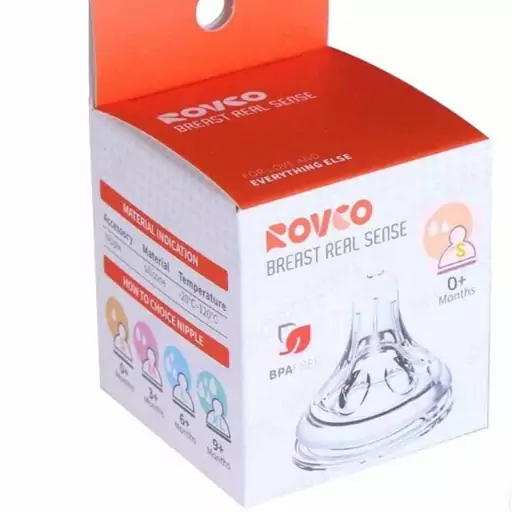 سرشیشه نچرال سیلیکونی دهانه پهن سایز صفر 6+ ماه L رووکو Rovco rk-n4001(پس کرایه)