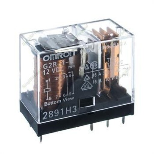 رله شیشه ای کتابی امرون 12 ولت 16 آمپر 8 پایه OMRON G2R-1-E