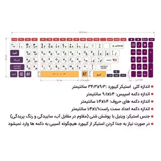 برچسب حروف فارسی کیبورد طرح دکمه غلط کردم مدل صورتی