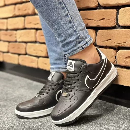 کتونی نایک ایرفورس مردانه nike air forceمشکی زیره سفید کد 6221