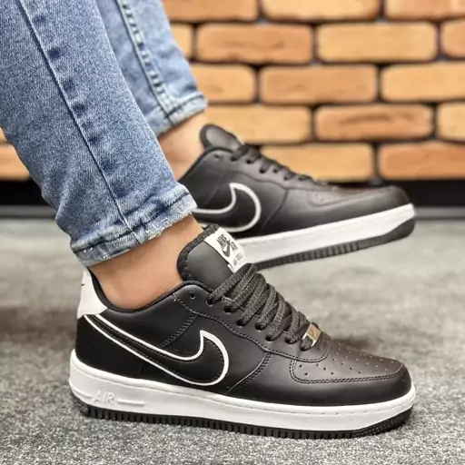 کتونی نایک ایرفورس مردانه nike air forceمشکی زیره سفید کد 6221