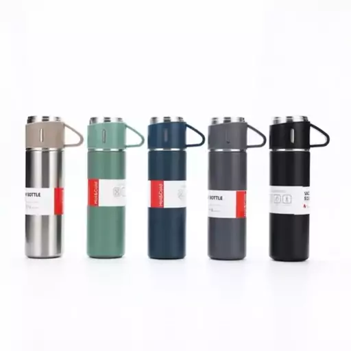 فلاسک مدل کادویی VACUUM FLASK SET گنجایش 0.5 لیتر به همراه لیوان مجموعه 3 عددی