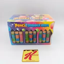 ادامس بادکنکی مدادی رنگی باکس 30 عددی pencil bubble gum

