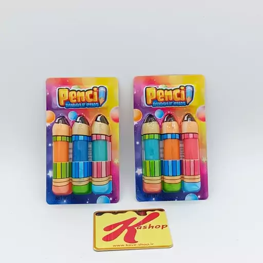 ادامس بادکنکی مدادی رنگی پک دو عددی pencil bubble gum

