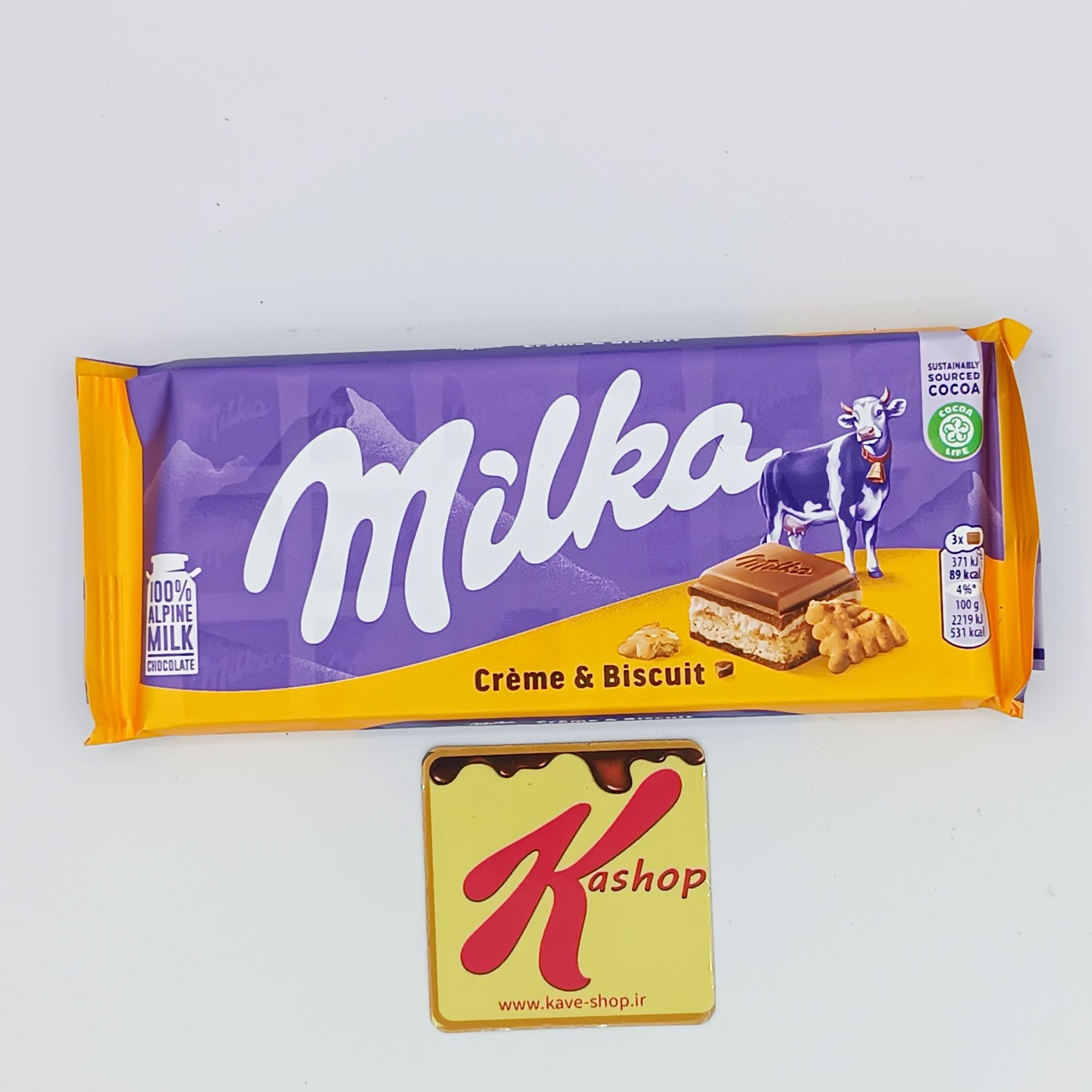 شکلات تابلت میلکا با مغز کرم و بیسکوییت (100 گرم) milka

