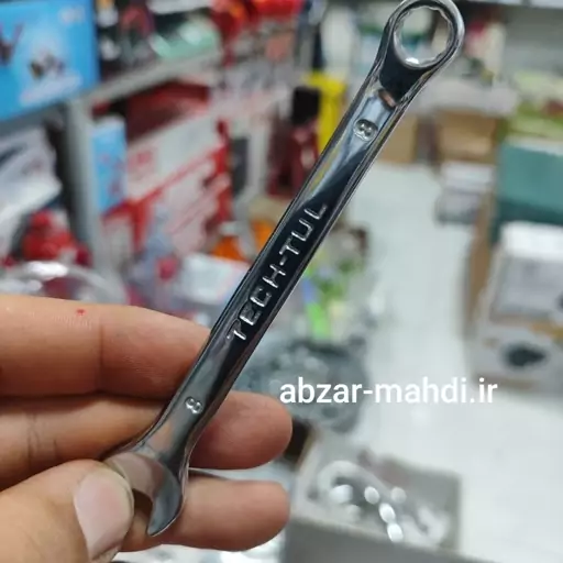 آچار یکسر تخت یکسر رینگ TECH-TOOL سایز 8 جنس کروم وانادیوم 