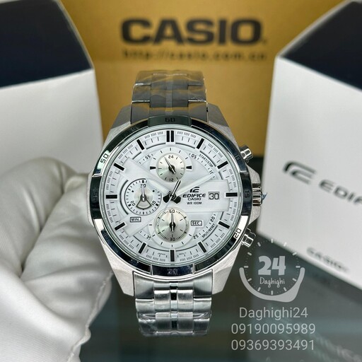 ساعت مردانه کاسیو  ادیفایس casio edifice  بند و قاب استیل رنگ ثابت،مسترکوالیتی صفحه سفید Aaa 