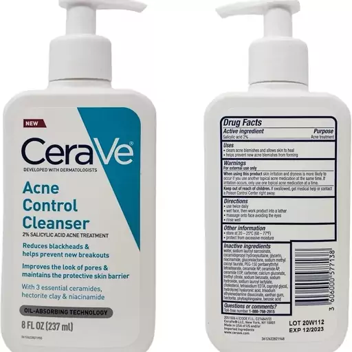 پاک کننده و کنترل کننده آکنه سراوی با فرمول اسید سالیسیلیکCeraVe Acne Control Cleanser