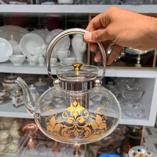 قوری پیرکس teapot دسته استیل 1200 میلی لیتر کد 0120  طرح دار(پس کرایه)