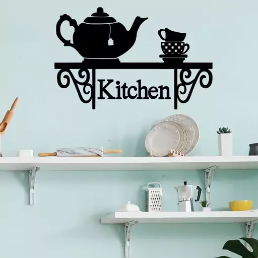 استیکر چوبی طرح kitchen از نوع دیوار کوب مخصوص آشپزخانه 