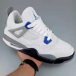 کفش جردن Nike Jordan 4 مردانه سفید طوسی سرمه ای41 تا 44 ( کتونی جردن - جردن 4 - jordan 4  - کفش ایر جردن ، کتونی نایک ) 