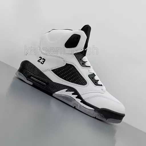 کفش جردن Nike Jordan 5 مردانه رنگ مشکی سفید 41 تا 45 ( کتونی جردن - جردن 5 - jordan 5 - کفش ایر جردن- کتونی جردن 5  ) 