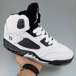 کفش جردن Nike Jordan 5 مردانه رنگ مشکی سفید 41 تا 45 ( کتونی جردن - جردن 5 - jordan 5 - کفش ایر جردن- کتونی جردن 5  ) 