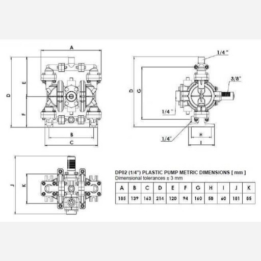 پمپ دیافراگمی دیا مدل DP02 PP-T