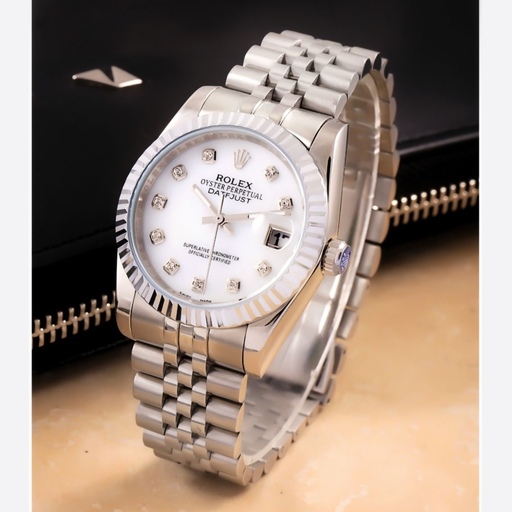 ساعت رولکس مردانه دیت جاست نقره ای عدد نگینی Rolex Datejust