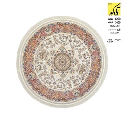  فرش ماشینی آذردکور گرد کلکسیون فرش قالی سلیمان نخ آکریلیک 1200شانه،3600تراکم،کد اولیا نقره ای حاشیه گلبهی