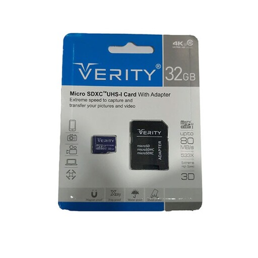 کارت حافظه microSDHC وریتی مدل 533X کلاس 10 استاندارد UHS-I U1 سرعت 80MBps ظرفیت 32 گیگابایت به همراه آداپتور SD