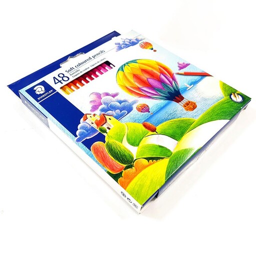 مداد رنگی 48 رنگ استدلر مدل Soft coloured pencils طرح بالن‌ها کد 143C48LJ