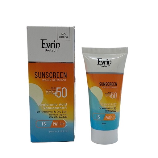 کرم ضد آفتاب پوست خشک بی رنگ SPF 50 اورین Evrin