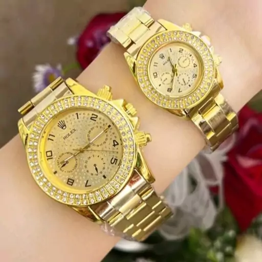 ست ساعت مچی مردانه و زنانه رولکس Rolex نگین دار کد 957