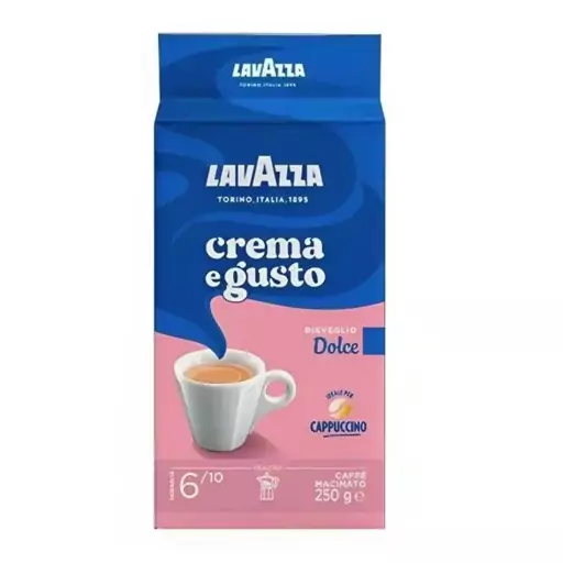 پودر قهوه لاوازا lavazza مدل کرما اِ گاستو دولچه Crema e gusto dolce وزن 250 گرم