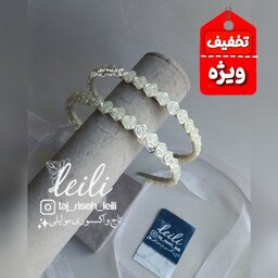 تل سر دخترانه  Ghasedak-2 (بسته 1 عددی ) تل سر مرواریدی تل مرواریدی دخترانه ریسه مو بافت تاج دخترانه 