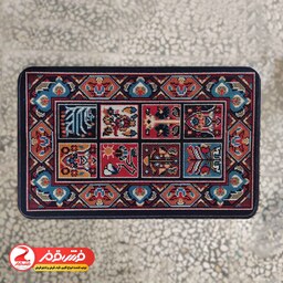 گلیم پادری ماشینی کاشان طرح خشتی سرمه ای سایز 50در 80