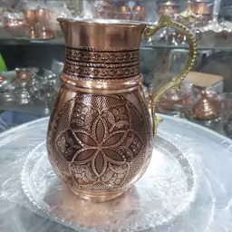 پارچ خمره ای طرح دار مسی 