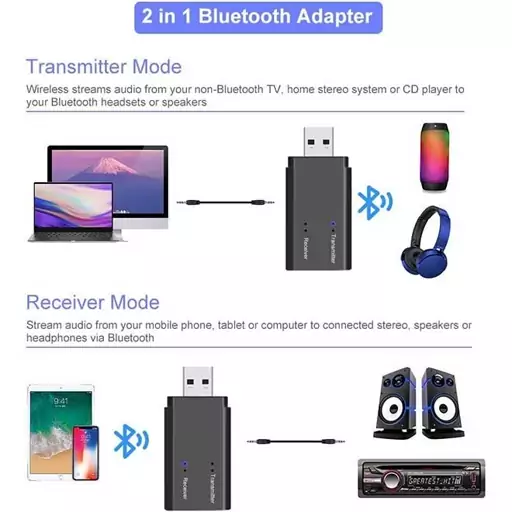 فرستنده و گیرنده بلوتوث 2 در 1 فرستنده دانگل بی سیم صوتی 