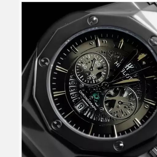 ساعت مردانه هابلوت بند استیل مشکی کهکشانی Hublot