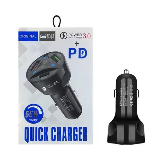 شارژر فندکی مدل QC3.0 Charger-PD-55W