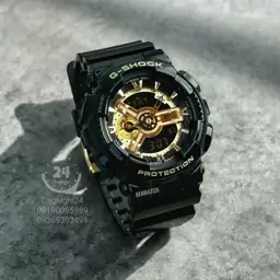 ساعت  مچی جی شاک GA-110-GB مشکی طلایی (جیشاک GShock) ،صد در صد ضدآب ، تنظیم اتوماتیک با پایتخت کشورها، اتولایت دار