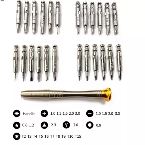 پیچ گوشتی ساعتی 25 عددی با کیف چرم