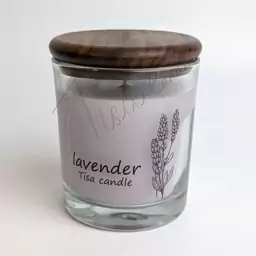 شمع لیوانی عطری Lavender تیسا کندل با درب چوب گردو